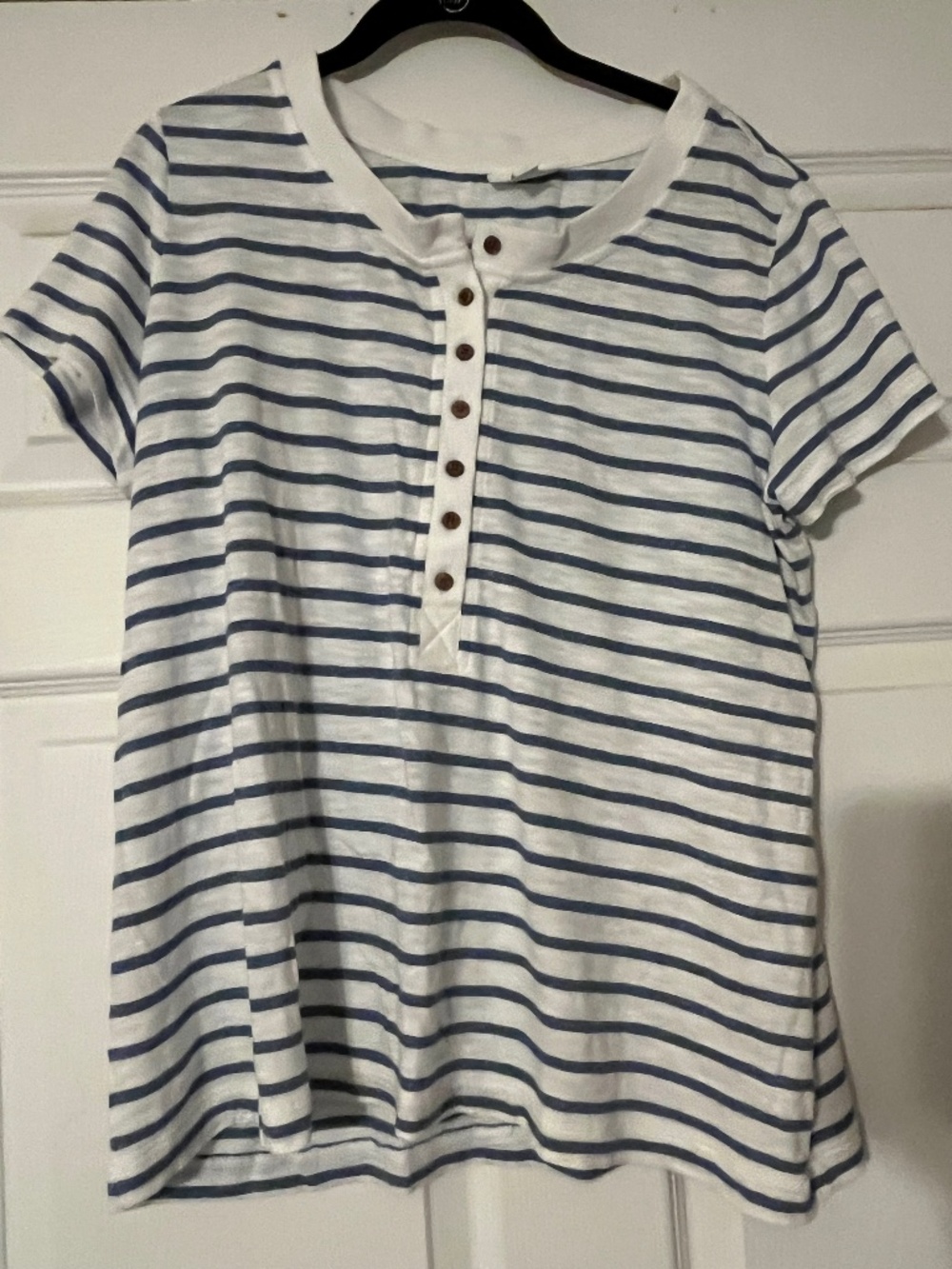 J. Jill  White and Blue Striped Henley size medium
